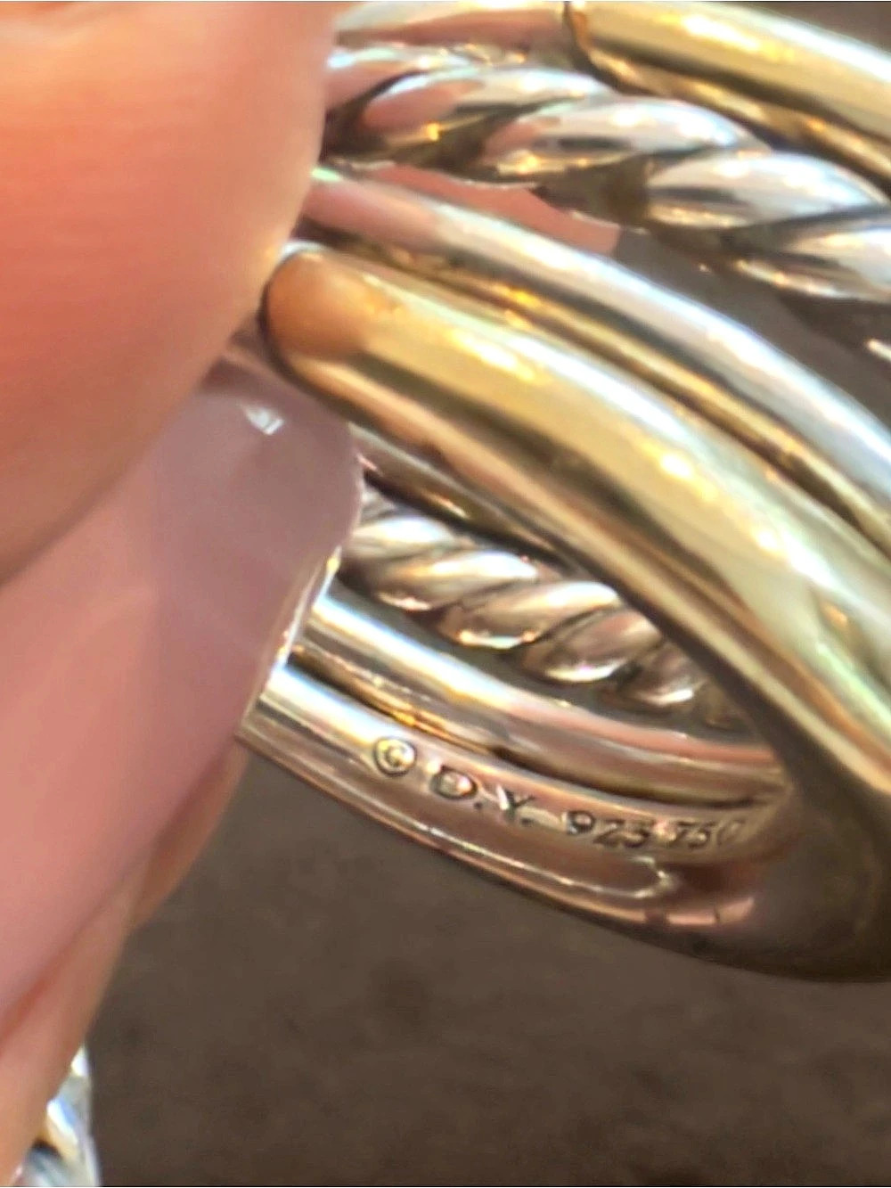 David Yurman Crossover Five-Row Ring in Sterling Silver with 14K Yellow Gold - Picture 7 of 12